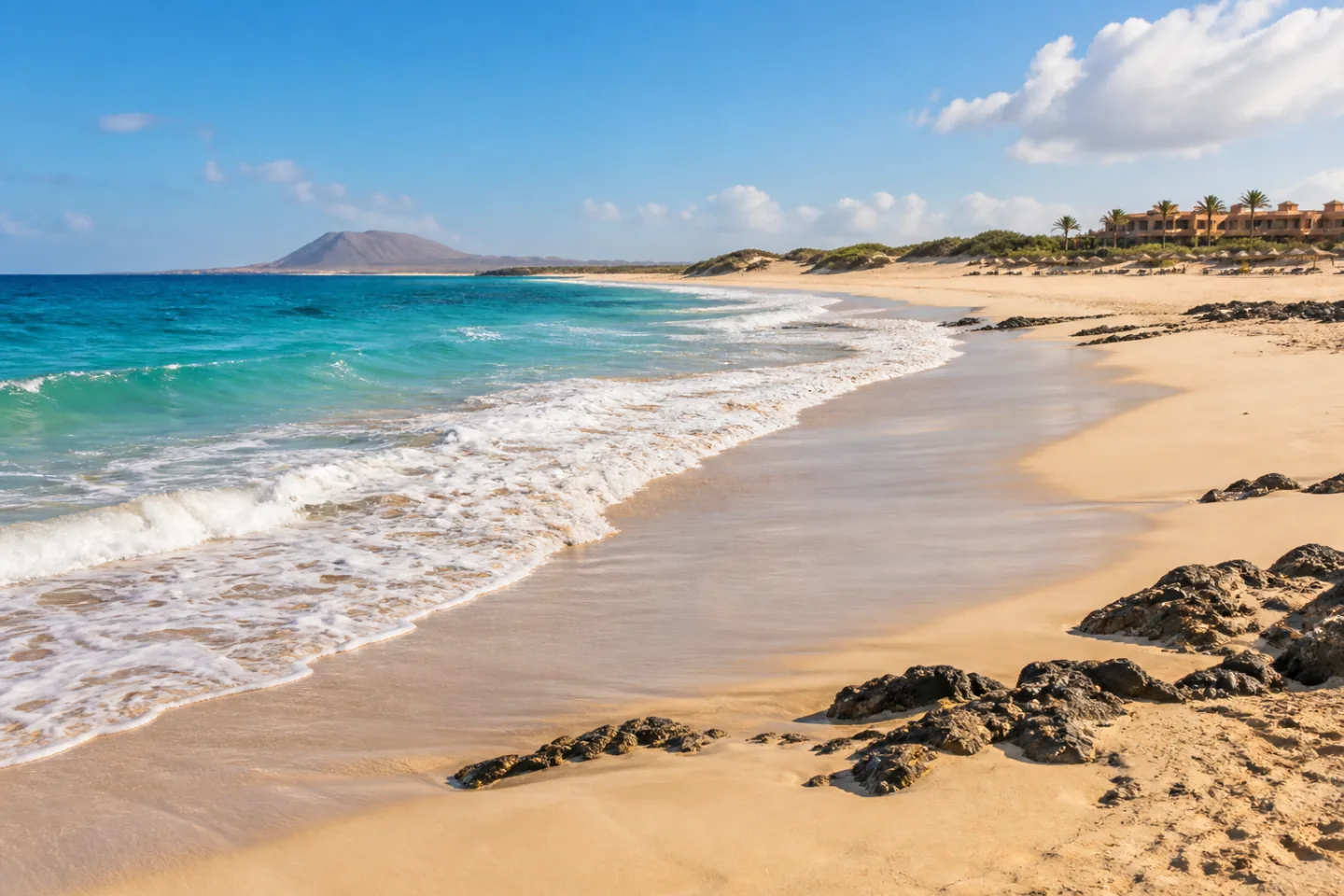 A broad Boa Vista beach with Atlantic water and low dunes.